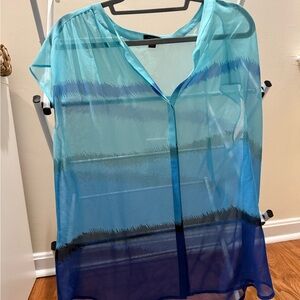 Ann Taylor Aqua Sheer Blouse